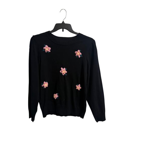 NANETTE Nanette Lepore Sweaters - Nanette Lepore Black Sweater with Flowers - Women's XL - NWT